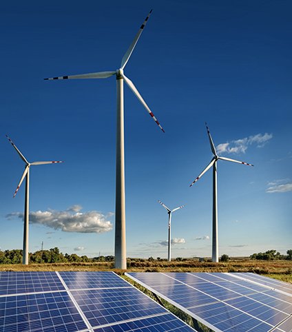 Windmills and solar panels